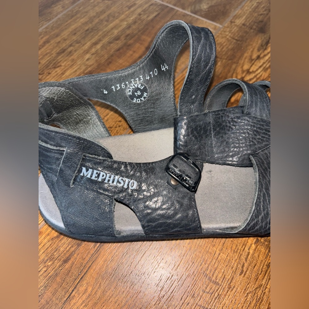 Mephisto Black Leather Men's Sandals - Picture 2 of 4